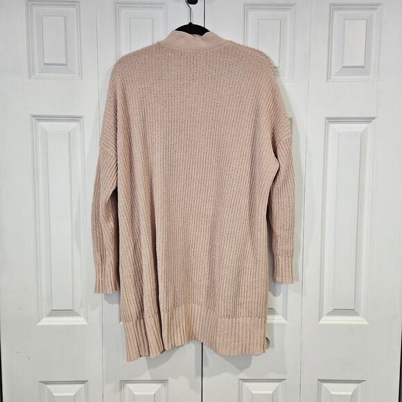 Aerie Oversized Medium Peach Chunky Knit Cardigan Pockets Cozy - Picture 2 of 8